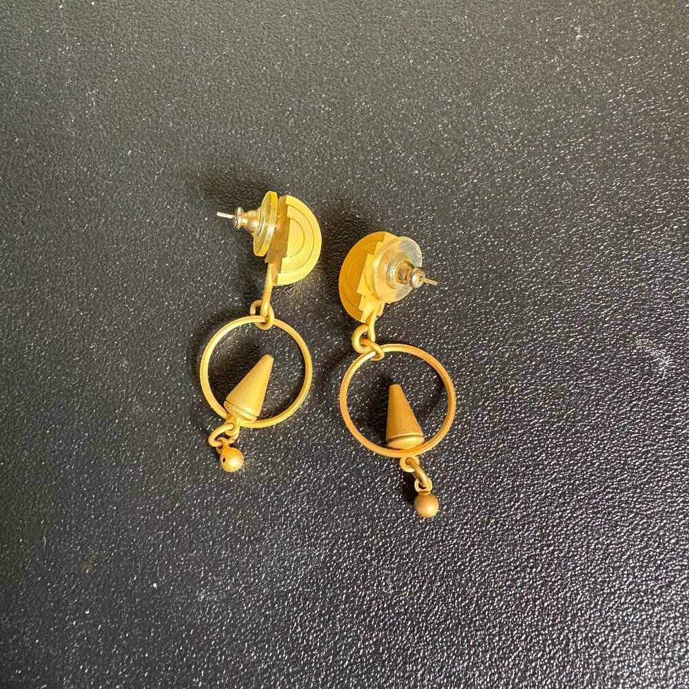 Brushed Gold Art Deco Fashion Earrings